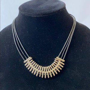 Black corded 90s necklace with silver hardware